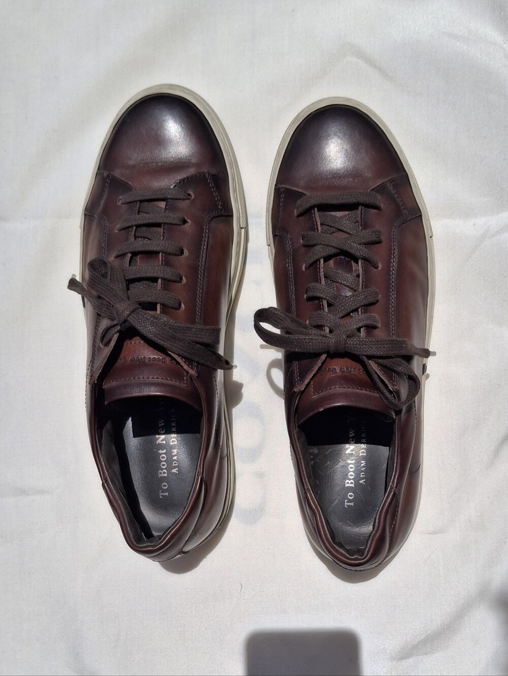 To Boot New York Men's Pescara Dark Brown Burnished Calf Low Top Sneaker Sz 9.5 - Picture 6 of 10